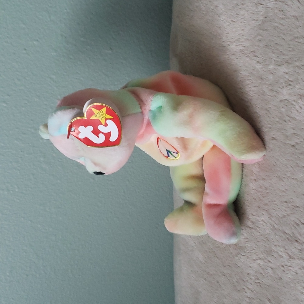 Peace ✌Tiedye Bear Ty Beanie Baby 🐻 Gift, Kids Toy, Rare Collectible, NWT - Picture 3 of 11